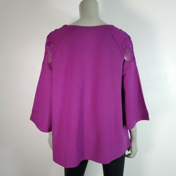 Jessica London Top Size 12 Mesh Embroidered NWT - Picture 4 of 7